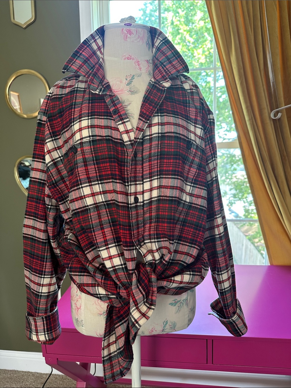 Pendleton Red Black White Plaid Button-Up Shirt
